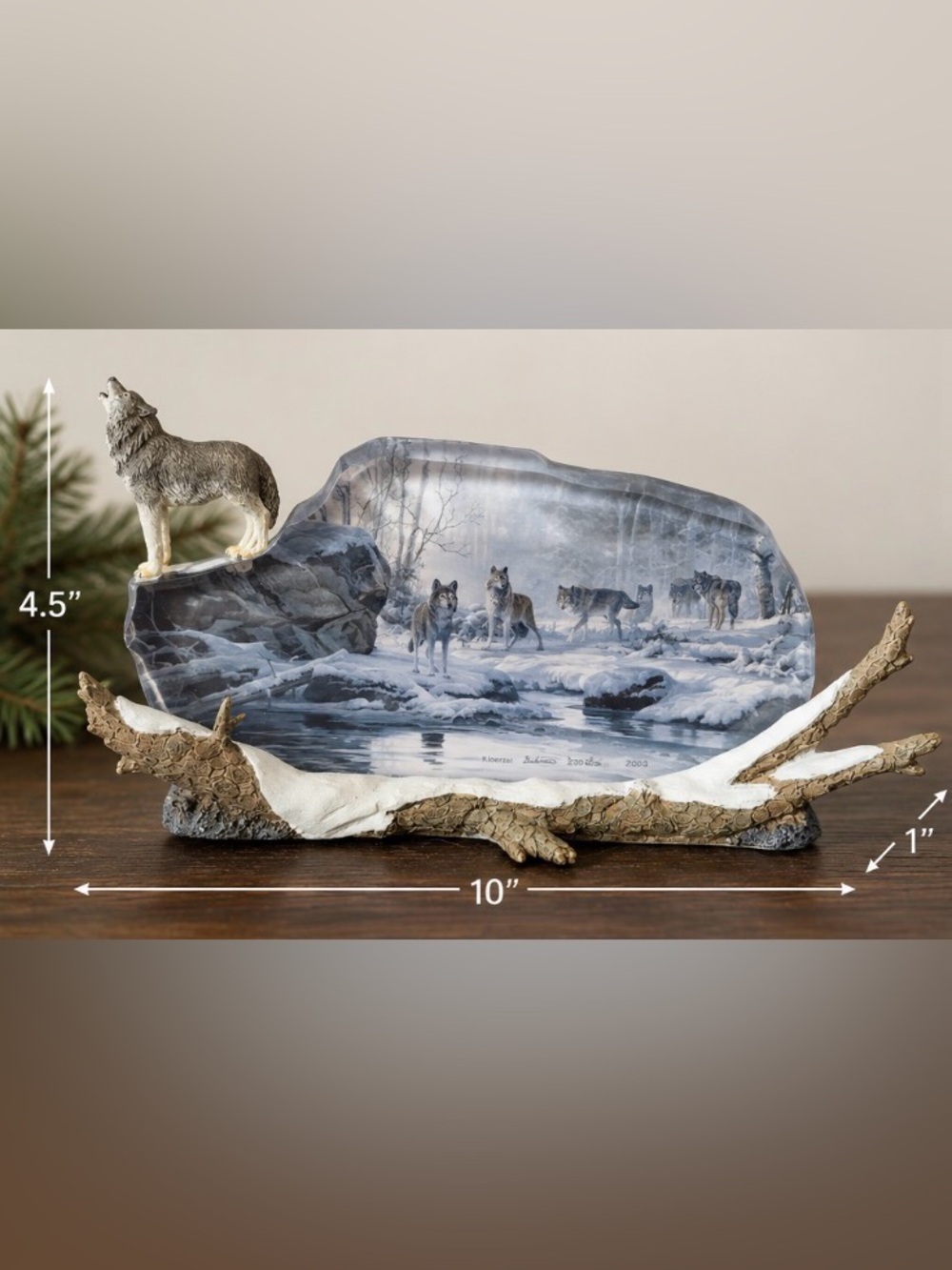 Bradford Exchange Arctic Calling Wolf Figurine Noble Warriors 2004